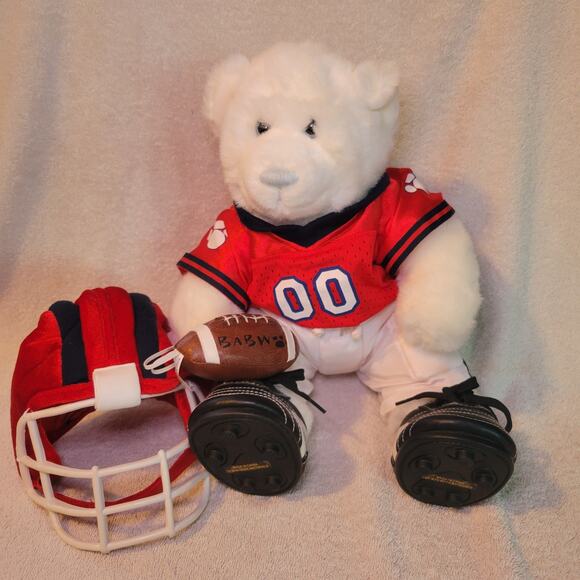 Build A Bear White Bear Red White Football w Outfit Helmet Cleats Stuffed Plush - Picture 2 of 6